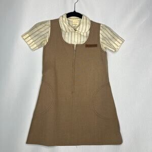 Vintage Authentic Girl Scouts Brownies Uniform Shirt Dress Girls Size 12